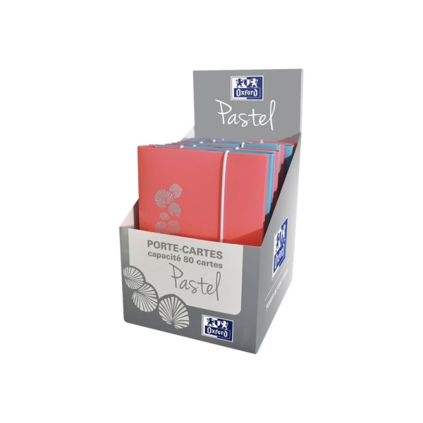 Porte-Cartes Oxford Pastel A6 - 80 cartes Couverture Polypropylène Fermeture Élastique pour Organisation