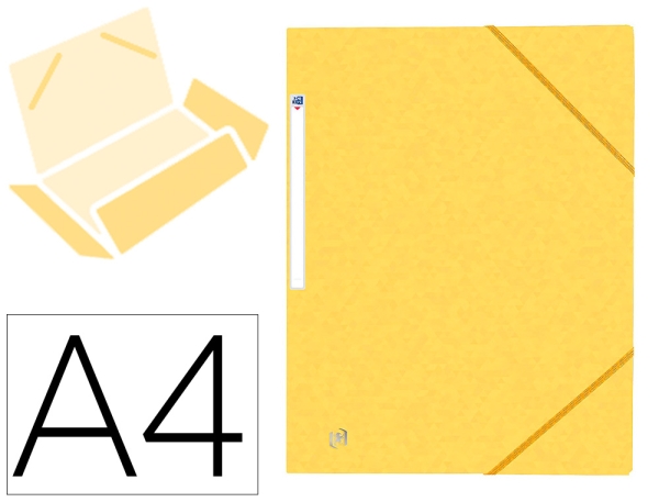 Chemise élastique Topfile+ Oxford - 3 rabats - Format A4 jaune - Fournitures scolaires pour organisation