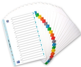 Intercalaires Oxford en carte renforcée A-Z 26 touches - classement A4 pour organisation scolaire et bureau