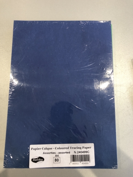 Papier calque couleurs Maildor A4 80 feuilles - feuilles translucides pour dessin et loisirs créatifs