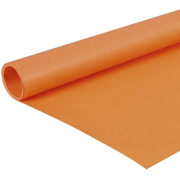 Papier Kraft Recyclé Clairefontaine 95758C - Rouleau 3x0,70m 65g Orange - Pour Emballage Cadeau et Loisirs Créatifs