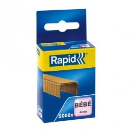 Agrafes Rapid BÉBÉ 11974602 - Longueur 4 mm, 5000 pièces, Fil cuivré robuste pour agrafer jusqu'à 15 feuilles
