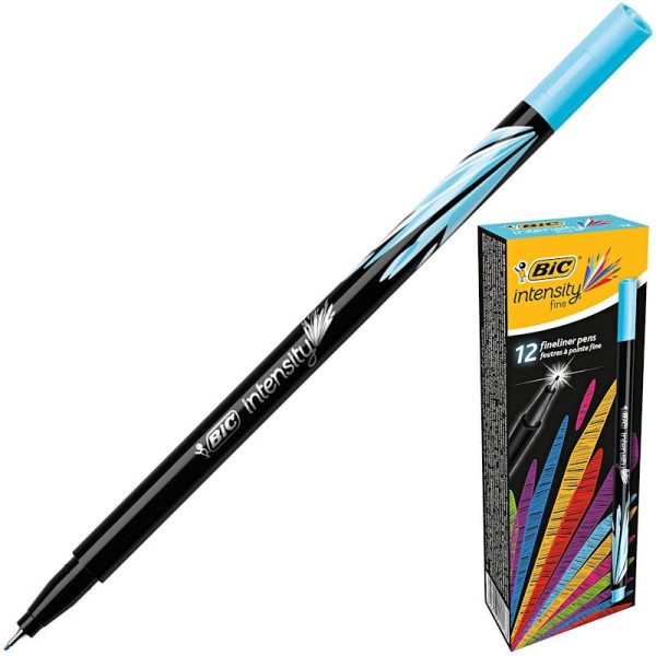 Feutre d'écriture Bic Intensity Fine Bleu clair - Pointe 0,4mm Précision Écriture Fine pour Bureau et École