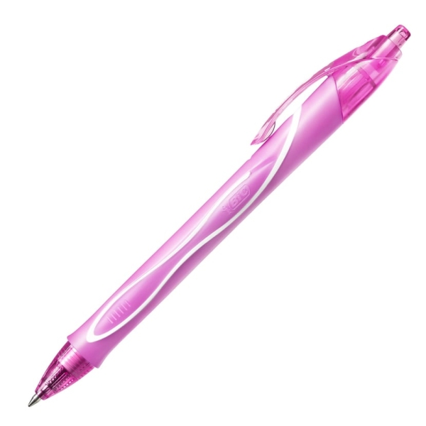 Stylo bille rétractable BIC - Gel-ocity Quick Dry - Rose - Pointe moyenne