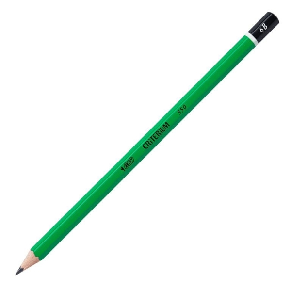 Crayon graphite Bic Criterium 550 - dureté 6B, forme hexagonale pour dessin et écriture