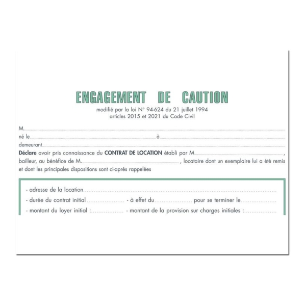 Exacompta 50 Liasses acte de caution - Tous contrats d'habitation