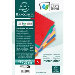 Intercalaires Exacompta 17x22 cm - 6 onglets carton multicolore pour organisation bureau