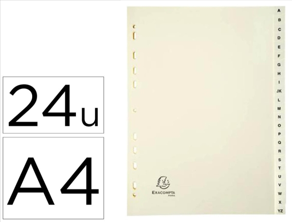 Intercalaire Exacompta A4 alphabétique A-Z - 24 positions en carte peau pour classement et organisation bureau