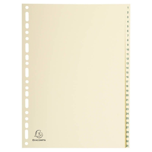 Intercalaire A4 Numérique 1-31 Exacompta - Carte Peau - Organisation Documents Bureau et École