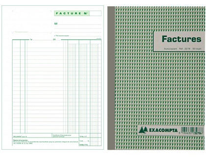 Manifold autocopiant Exacompta Factures TVA A4 210x297 mm foliotage 50 duplis pour gestion administrative