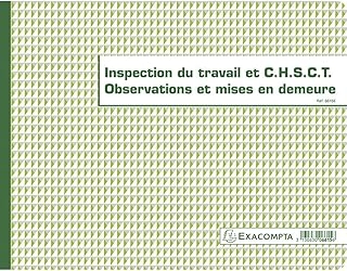 Registre EXACOMPTA Piqûre 24x32cm - Inspection du travail C.H.S.C.T. Mises en demeure 16 pages
