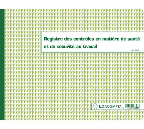 Registre des contrôles de santé et sécurité Exacompta 24x32 cm - 20 pages pour entreprise