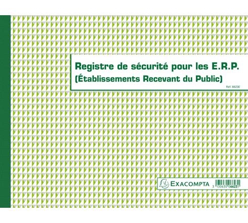 Exacompta Piqûre 24x32cm - Registre de sécurité ERP, 32 pages ÉTABLISSEMENT RECEVANT DU PUBLIC