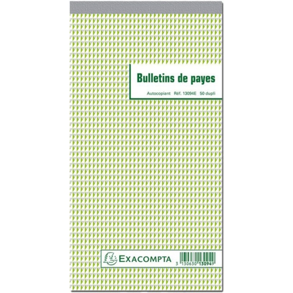 Manifold Exacompta Carnet de bulletins de paie - 50 dupli 24x13.5 cm pour administration