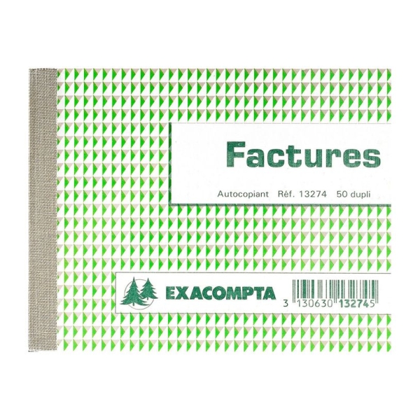 Manifold Exacompta Factures - 10.5x13.5 cm 50 feuillets dupli autocopiants pour facturation