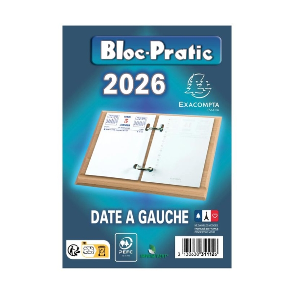 Bloc de bureau Exacompta Bloc-Pratic - Date à gauche - Pour organisation quotidienne