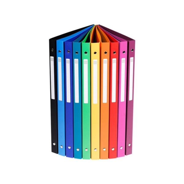 Classeur souple Exacompta réf. 51299E - 4 anneaux ronds 15 mm, format A4, 10 couleurs aléatoires, avec étiquette