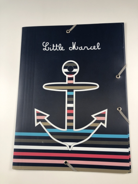 Pochette 3 rabats A4 Little Marcel - Format A4 avec élastiques pour documents scolaires ou professionnels