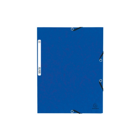 Chemise à élastiques Exacompta A4 en carton bleu 3 rabats pour classement et archivage scolaire et bureau