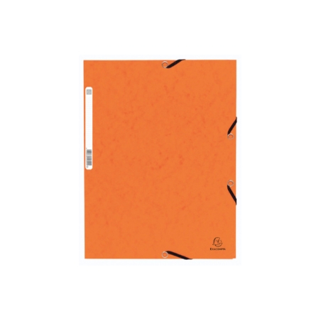 Chemise à élastique Exacompta A4 carton orange 3 rabats - classement et archivage bureau école rentrée
