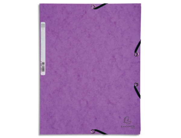Chemise à élastique Exacompta A4 format 240x320 mm - carte lustrée 5/10e 400g violet avec 3 rabats pour classement et organisation