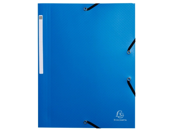 Chemise Exacompta Opak - 3 rabats PP recyclé A4 dos 15mm fermeture élastique BLEU pour classement et organisation bureau