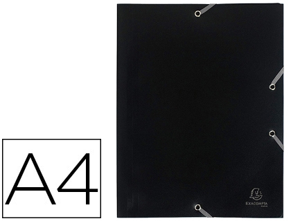 Chemise de classement Exacompta en polypropylène 4/10e opaque - 3 rabats élastiques A4+ 240x320mm noir pour archivage et organisation scolaire
