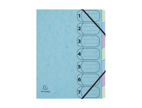 Trieur harmonika Exacompta Aquarel A4 7 compartiments fermeture élastique coloris assortis pour organisation bureau et scolaire