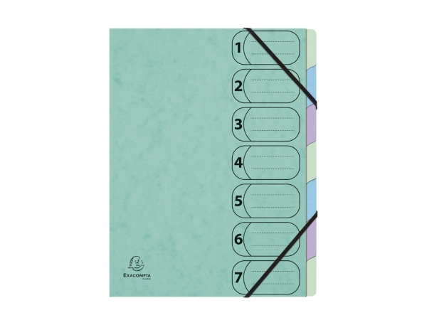 Trieur harmonika Exacompta Aquarel A4 7 compartiments fermeture élastique coloris assortis pour organisation bureau et scolaire