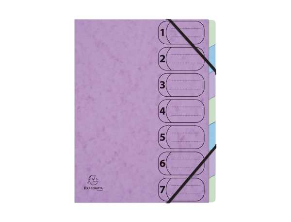 Trieur harmonika Exacompta Aquarel A4 7 compartiments fermeture élastique coloris assortis pour organisation bureau et scolaire