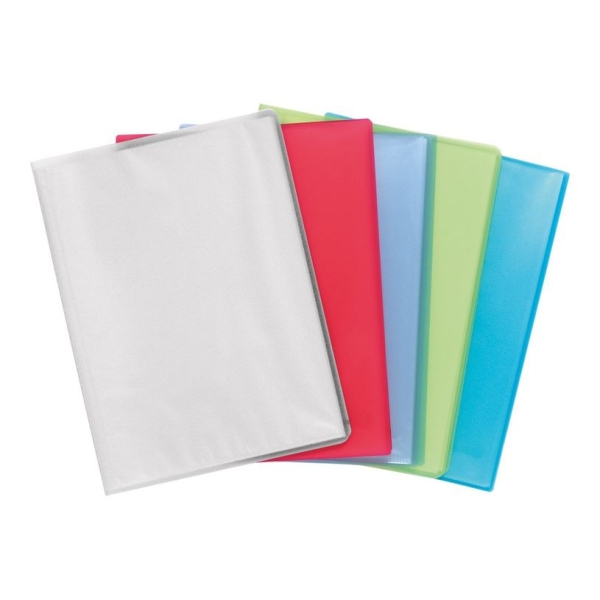 Protège-documents Exacompta Chromaline - 10 pochettes cristal lisse, 20 vues, format A4, couverture polypro translucide, couleurs aléatoires