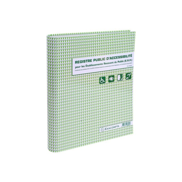 Exacompta Registre public d'accessibilité ERP - Format A4, 100 pages, Couverture rigide