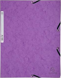 Chemises à élastiques Exacompta Réf. 55308E - 10 pochettes 3 rabats carte lustrée 355 g/m2 24x32 cm pour documents A4 couleur violine