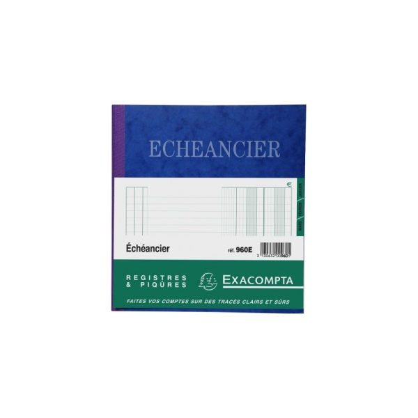 Exacompta Registre comptable piqûre échéancier - Format 21x19cm, 80 pages, neuf