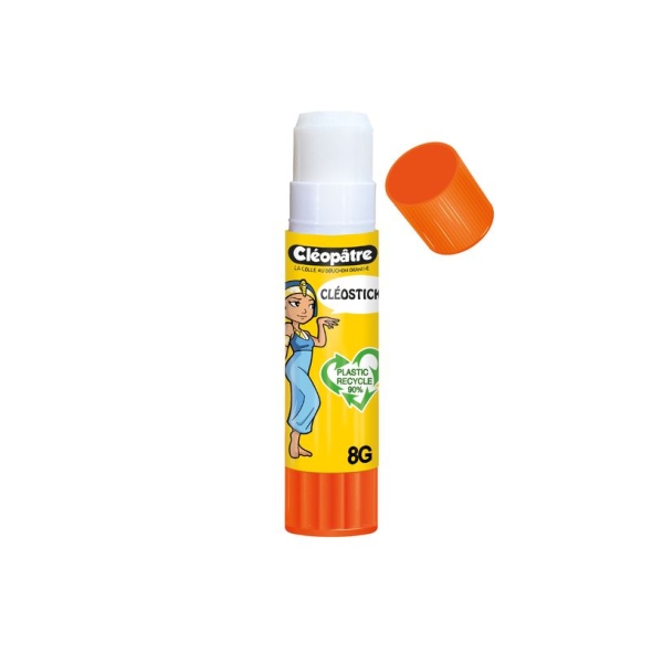 Bâton de colle blanche Cléopâtre - 8 gr - Colle solide pour papier et matériaux légers pour fournitures scolaires