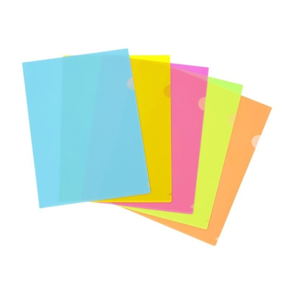 Pochettes Coin Viquel Happy Fluo - 10 Pochettes A4 Couleurs Assorties - Pour Documents