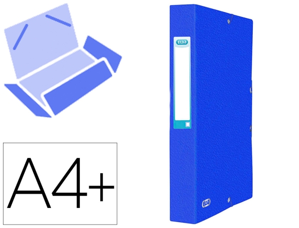 Boîte de classement Elba Eurofolio - A4+, dos 60 mm, 3 rabats, élastique, étiquette dorsale, bleu