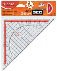 Équerre de géométrie Maped Geo Technic - 26 cm en plastique avec poignée pour dessin technique