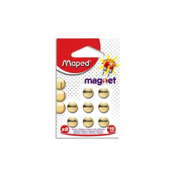 Aimants Ronds Maped 036009 - Blister de 8 Ø 10 mm Doré pour Tableaux Magnétiques