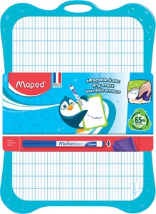 Ardoise blanche effaçable à sec Maped - Surface lisse pour écriture et dessin, sans accessoires, usage scolaire et bureau
