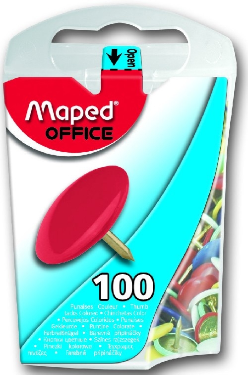Punaises de couleur Maped 10 mm - Boîte de 100 pièces pour bureau et loisirs créatifs