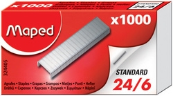 Agrafes Maped 24/6 zinguées grand emballage boîte de 1000 pièces pour bureau et organisation