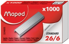 Agrafes Maped 24/6 zinguées grand emballage boîte de 1000 pièces pour bureau et organisation