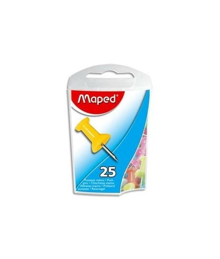 Punaises Maped 345011 - Couleurs assorties, tête plastique, épingle 10 mm, boîte de 25 pour mémo