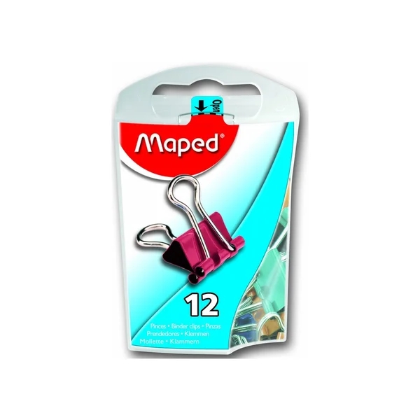 Pince Double Clip Maped Office 15mm x12 - Boîte Distributrice Couleurs Assorties pour Bureau et Organisation