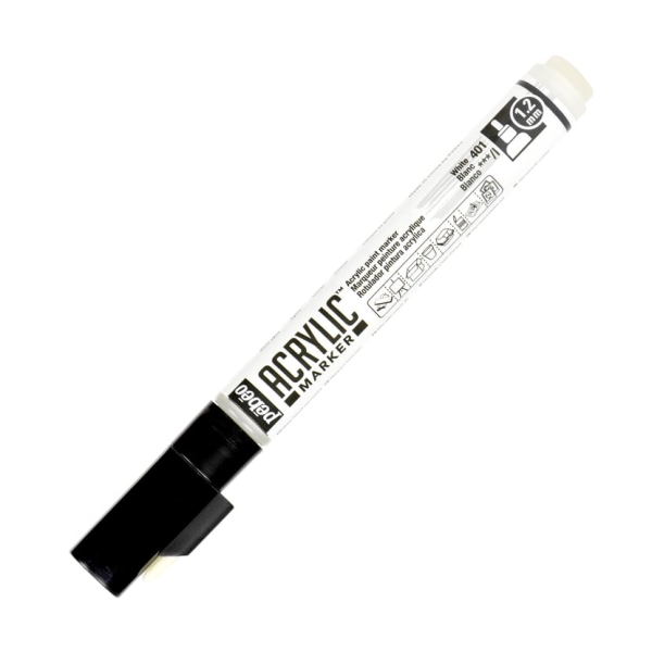 Marqueur peinture Pébéo Blanc - Acrylic Marker 1,2 mm pour surfaces variées et loisirs créatifs