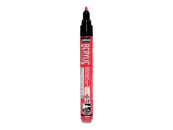 Marqueur peinture Pébéo Acrylic Marker - Pointe 1,2 mm Rouge pour surfaces variées