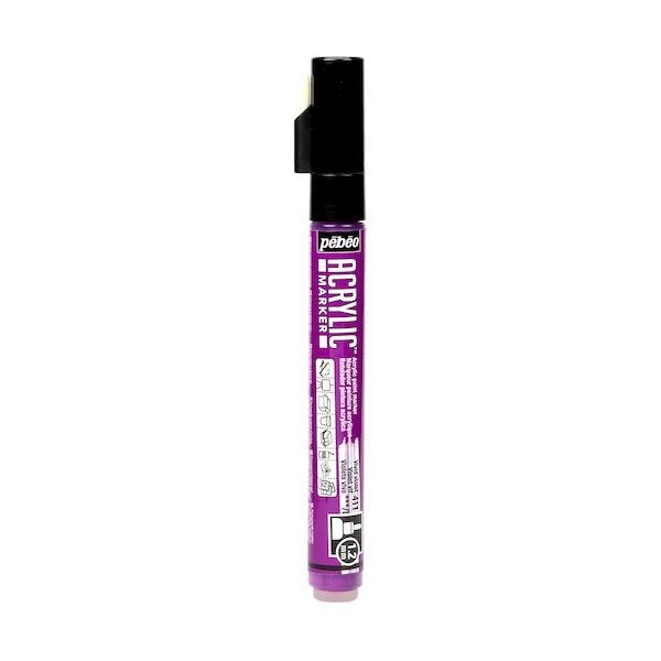 Marqueur acrylique Pébéo 201411 Violet vif - Pointe ronde 1,2 mm - Pour dessin et décoration sur papier et bois