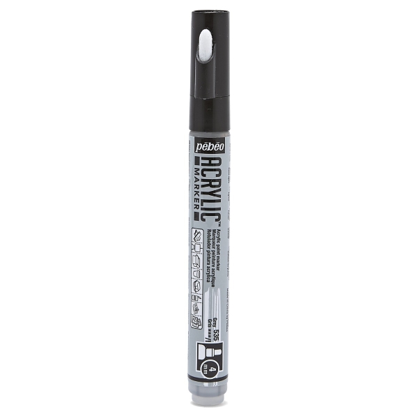 Marqueur peinture Pébéo Deco Marker - Gris 4 mm - Pour tissu, verre, métal, bois