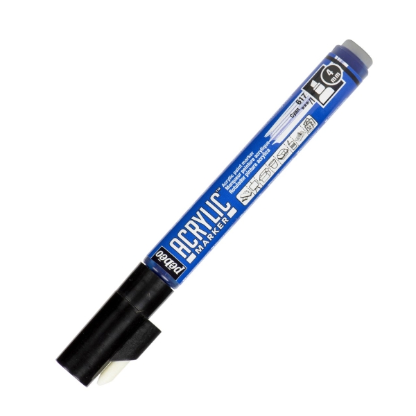 Pébéo Marqueur peinture Acrylic Marker - Pointe biseautée 4 mm, Cyan
